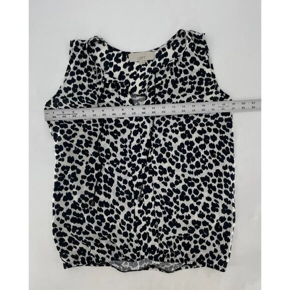 LOFT Women’s Black‎ & White Leopard Scoop Neck Sleeveless Blouse Size S Boho - Picture 9 of 10